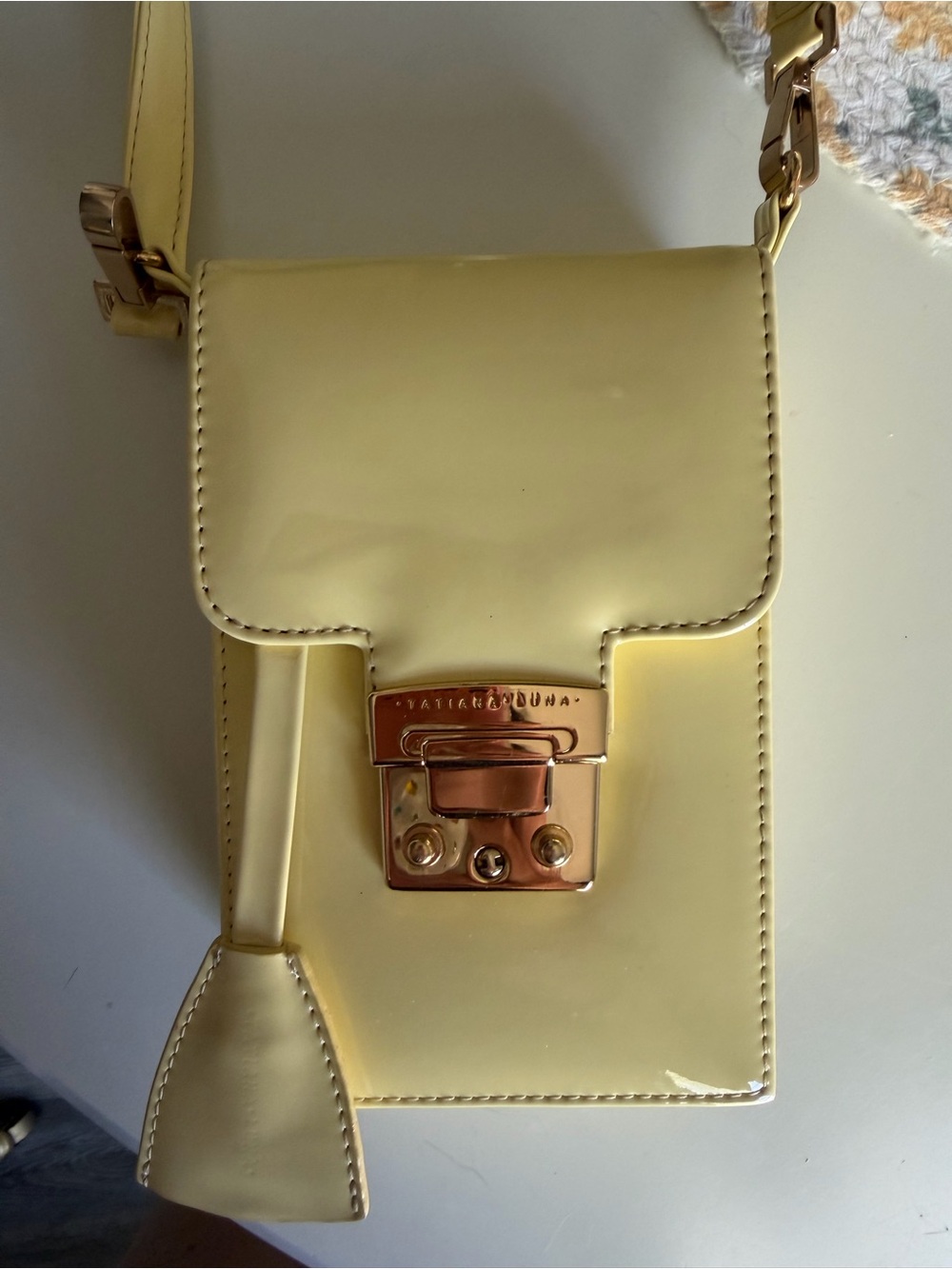 Tatiana Luna Vintage Yellow Mini Crossbody Bag Gold Hardware Tassel